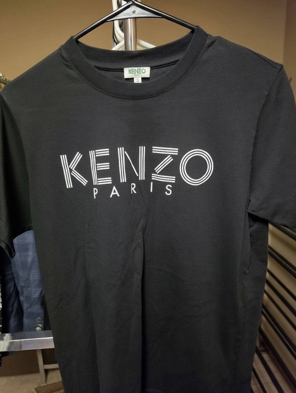 Kenzo Black Short Sleeve Tee with White Paris Logo